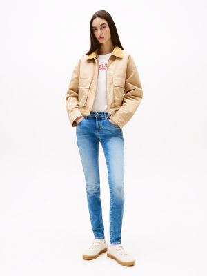 vaqueros sophie ceñidos de talle bajo denim de mujeres tommy jeans