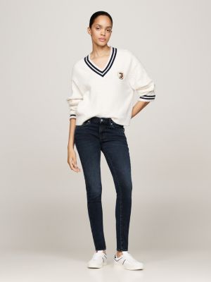 jeans sophie skinny fit a vita bassa sbiaditi nero da donne tommy jeans