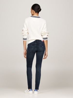 jeans sophie skinny fit a vita bassa sbiaditi nero da donne tommy jeans