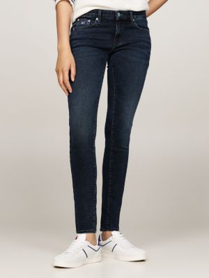 jeans sophie skinny fit a vita bassa sbiaditi nero da donne tommy jeans