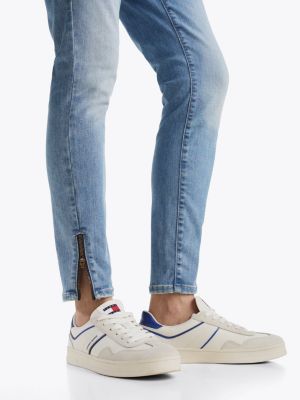 jean skinny sophie à ourlet zippé bleu pour femmes tommy jeans