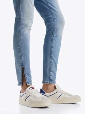 blue sophie zip hem skinny jeans for women tommy jeans