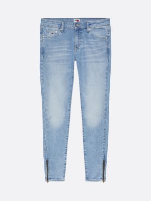 jeans sophie skinny fit con zip sul fondo blu da donne tommy jeans