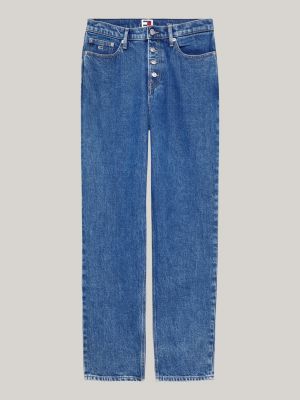 blue izzie straight leg high rise jeans for women tommy jeans