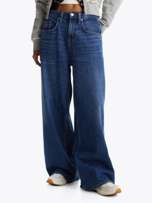 blau charlie loose jeans mit mittelhohem bund für damen - tommy jeans