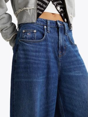 jean ample charlie taille mi-haute bleu pour femmes tommy jeans