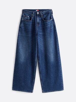 blau charlie loose jeans mit mittelhohem bund für damen - tommy jeans