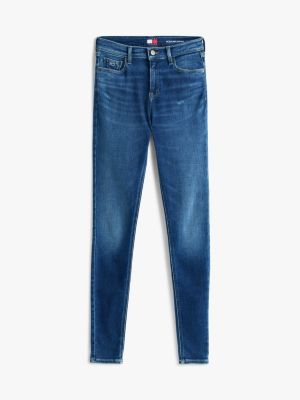 blau nora skinny jeans mit mittelhohem bund für damen - tommy jeans