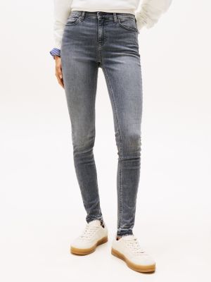 grau nora skinny jeans mit mittelhohem bund für damen - tommy jeans