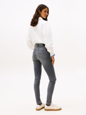 grau nora skinny jeans mit mittelhohem bund für damen - tommy jeans