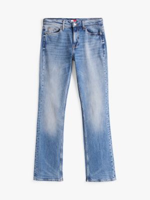 jean bootcut maddie à moustaches taille mi-haute bleu pour femmes tommy jeans