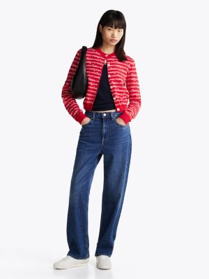 jean droit slim layla délavé taille haute blue pour femmes tommy jeans