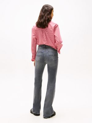 zwart sylvia high rise skinny flared jeans voor dames - tommy jeans