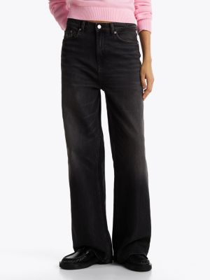 schwarz claire jeans mit weitem bein und hohem bund für damen - tommy jeans