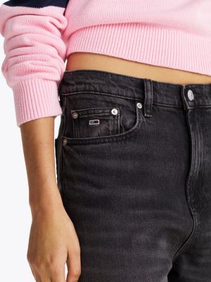 jean ample claire taille haute noir pour femmes tommy jeans