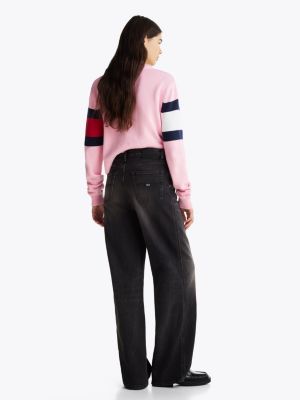 black claire high rise wide leg jeans for women tommy jeans