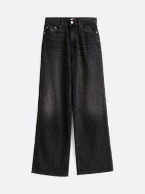 schwarz claire jeans mit weitem bein und hohem bund für damen - tommy jeans