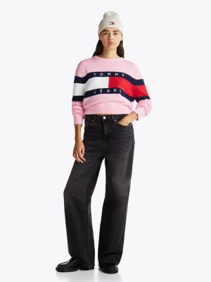 schwarz claire jeans mit weitem bein und hohem bund für damen - tommy jeans