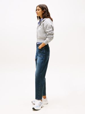 jean mom fuselé taille très haute bleu pour femmes tommy jeans