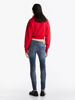 blue sophie faded low rise skinny jeans for women tommy jeans