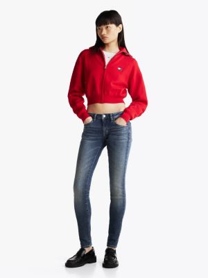 blue sophie faded low rise skinny jeans for women tommy jeans