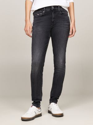 jeans nora skinny fit a vita media sbiaditi grey da donne tommy jeans