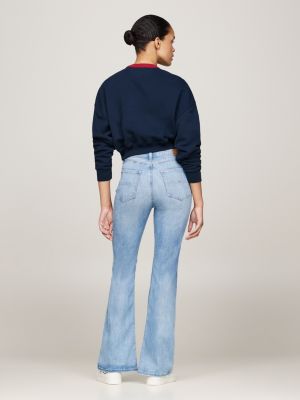 blau sylvia ausgestellte jeans mit hohem bund für damen - tommy jeans