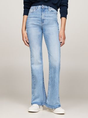 blau sylvia ausgestellte jeans mit hohem bund für damen - tommy jeans