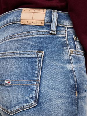 blau nora skinny used look-jeans mit mittelhohem bund für damen - tommy jeans