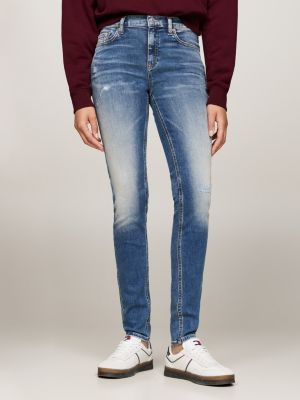 jeans distressed nora skinny fit a vita media blue da donne tommy jeans