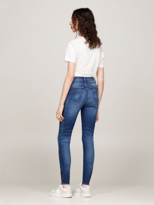 jeans nora skinny fit con zip alle caviglie blu da donne tommy jeans