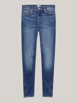 blue nora zip hem skinny jeans for women tommy jeans