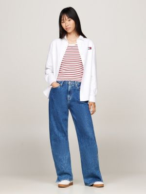 blue betsy split hem wide leg jeans for women tommy jeans