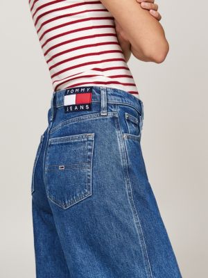 jean ample betsy à ourlet fendu bleu pour femmes tommy jeans