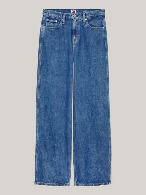 blue betsy split hem wide leg jeans for women tommy jeans