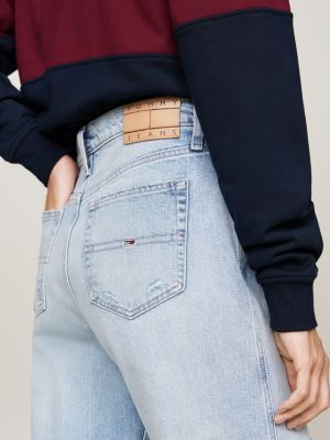 jeans distressed betsy larghi blu da donne tommy jeans