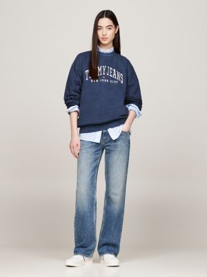 blau sophie straight jeans mit niedrigem bund für damen - tommy jeans