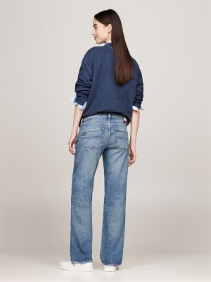blau sophie straight jeans mit niedrigem bund für damen - tommy jeans