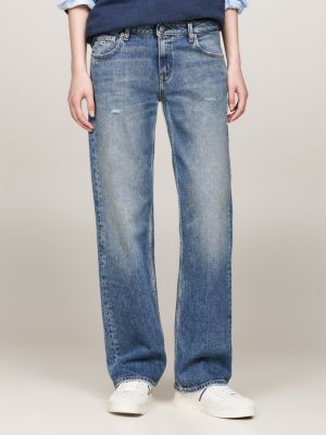 jeans distressed sophie straight fit a vita bassa blue da donne tommy jeans