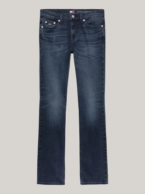 blue faded bootcut mid rise jeans for women tommy jeans