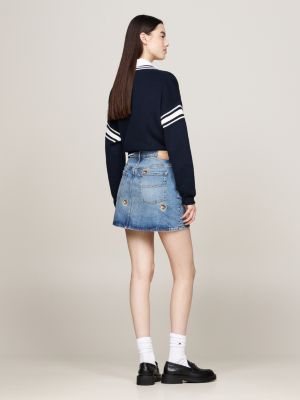 blue izzie denim mid rise mini skirt for women tommy jeans