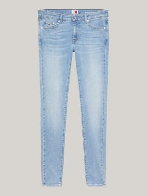 blue sophie faded skinny low rise jeans for women tommy jeans