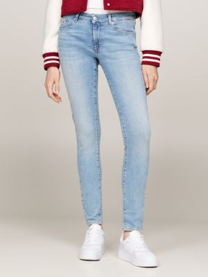 jeans sophie skinny fit a vita bassa sbiaditi blue da donne tommy jeans