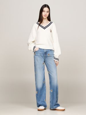 jeans betsy larghi a vita media blu da donne tommy jeans