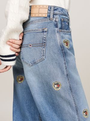 blau betsy jeans mit mittelhohem bund für damen - tommy jeans