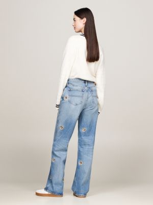 blau betsy jeans mit mittelhohem bund für damen - tommy jeans