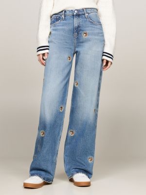 blue betsy wide leg mid rise jeans for women tommy jeans