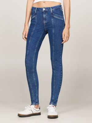 blue nora front seam skinny jeans for women tommy jeans