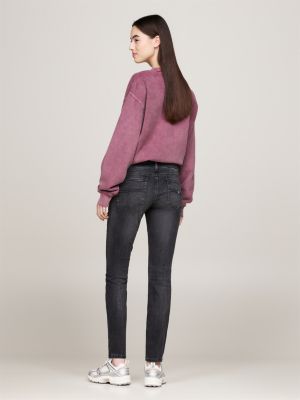 schwarz sophie skinny schwarze jeans mit fade-effekt für damen - tommy jeans