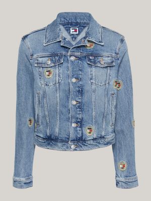 blue slim denim trucker jacket for women tommy jeans